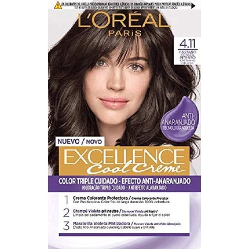 L'Oreal Paris Excellence Cool Creme Permanent Hair Dye - Shade 4.11 Intense Ash Brown