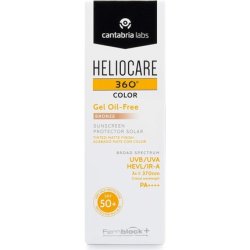 Heliocare 360 Colour Gel Oil-Free Bronze SPF50 50ml Sunscreen for Face Daily UVA UVB Visible Light Infrared-A