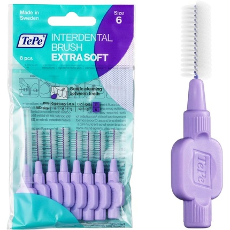 TePe Interdental Brushes Purple Extra Soft Size 6 Simple and Effective Cleaning of Interdental Spaces