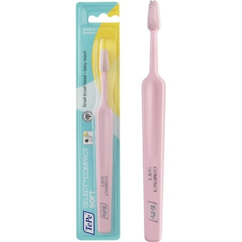 TEPE Select Compact Soft Toothbrush Small User-Friendly Brush 1 Select Compact Soft Brush Assorted Colors 1 count