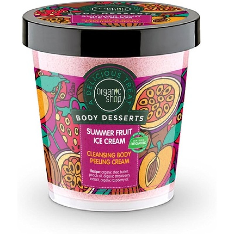 Organic Shop Body Desserts Summer Fruit Ice Cream Cleansing Body Peeling Cream 450ml