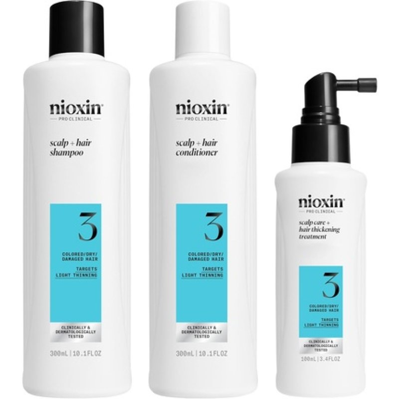 Nioxin System 3 Kit Shampoo 300ml Conditioner 300ml Treatment 100ml Hair Loss Prevention Kit for Damaged Hair