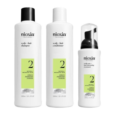 Nioxin Scalp Hair Kit System 2 Hair Care for Natural, Visibly Thinning Hair Shampoo Conditioner Scalp Treatment 300ml