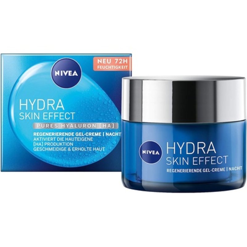 NIVEA Hydra Skin Effect Regenerating Gel Cream 50ml Night Cream with Pure Hyaluronic for 72 Hours Moisture