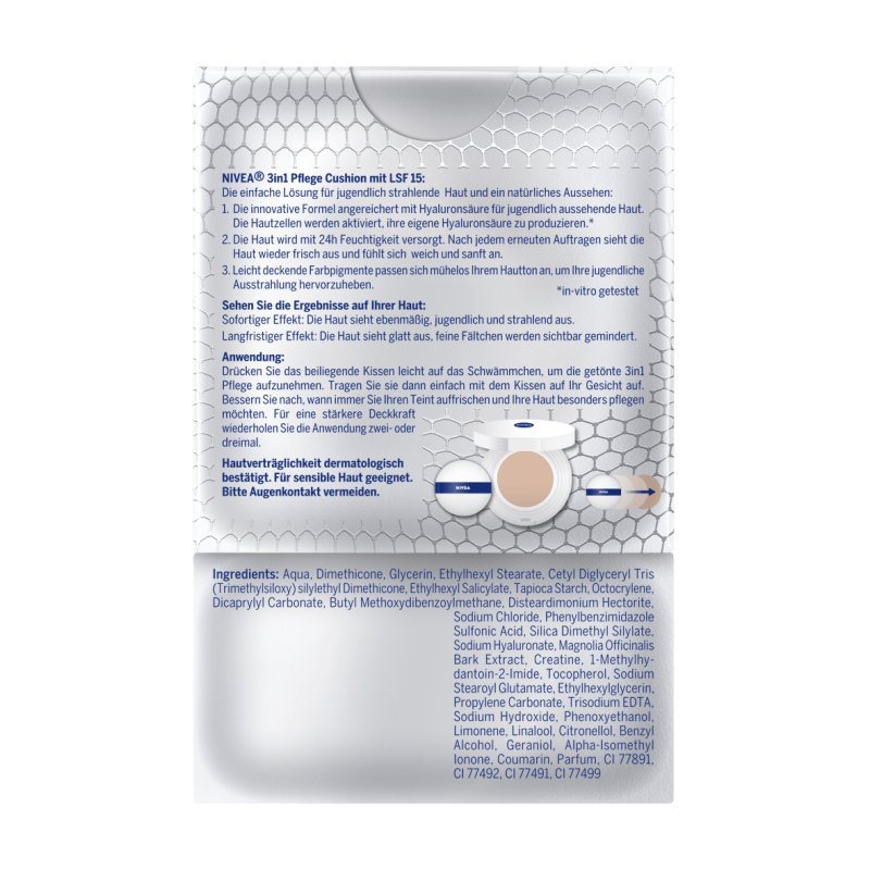 NIVEA Hyaluron Cellular Filler 3in1 Care Cushion poudre de visage 15 ml 03 Medium Dark