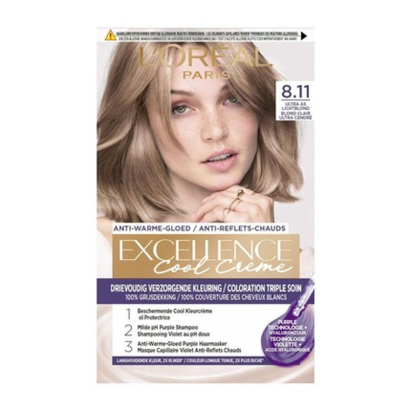 L'Oréal Paris Excellence Cool Cream 8.11 Ultra Ash-Light Blonde Hair Color 1 Piece Ash-Light Blonde