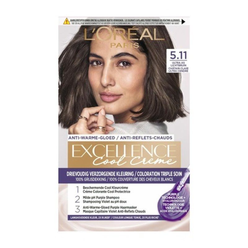 L'Oreal Paris Excellence Cool Creams 5.11 Ultra Ash Light Brown Permanent Hair Dye
