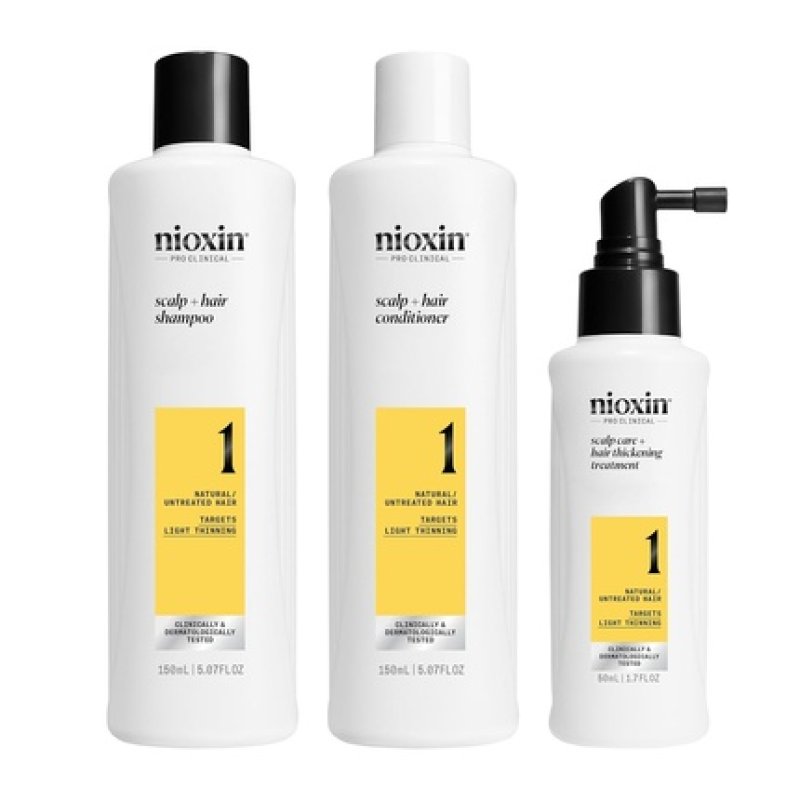 Nioxin Scalp Hair Thickening System 1 Hair Care for Untreated Hair - Shampoo, Conditioner & Scalp Treatment Set
