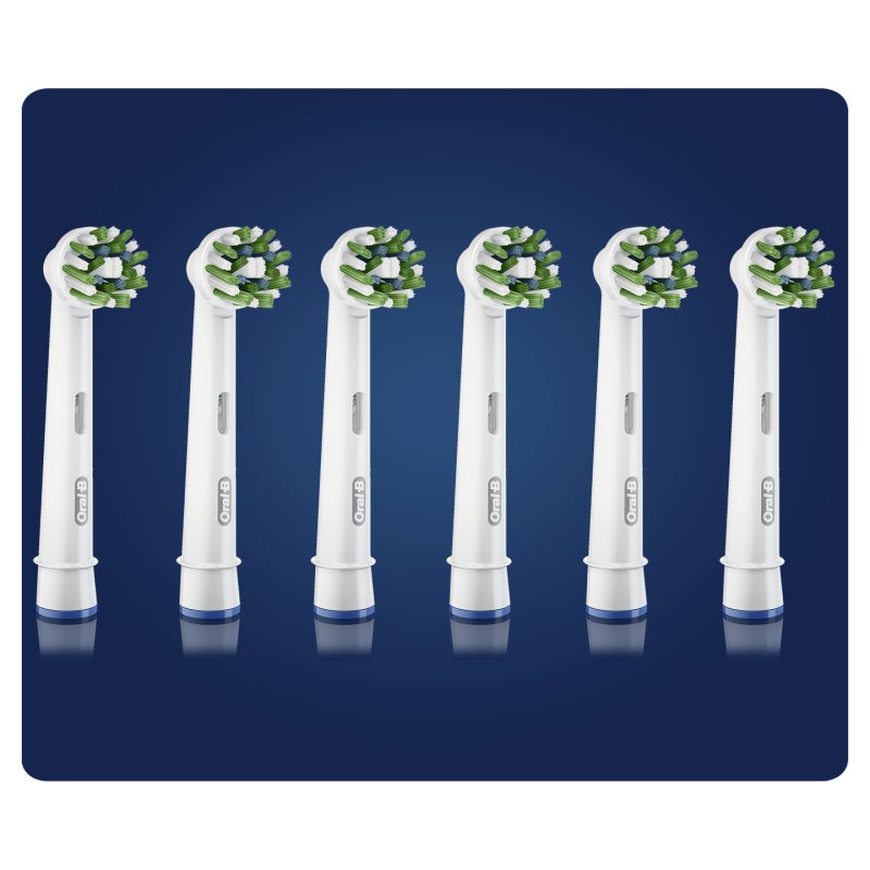Oral-B CrossAction Toothbrush Head with CleanMaximiser Technology Pack of 6 Counts 33g Green Yellow - Pack of 6