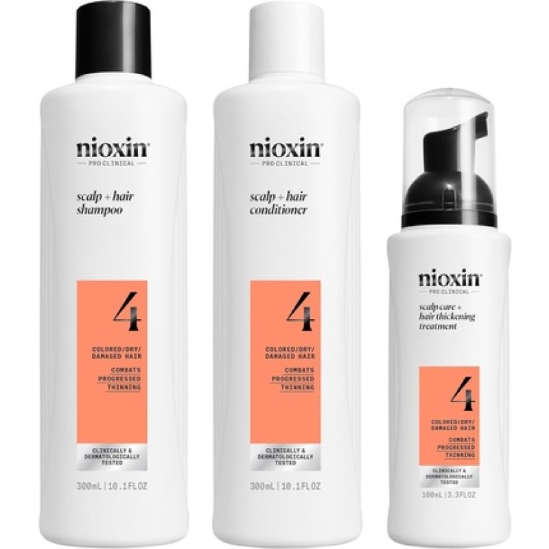 Nioxin Scalp Hair Kit System 4 Hair Care for Damaged, Visibly Thinning Hair Shampoo, Conditioner & Scalp Treatment