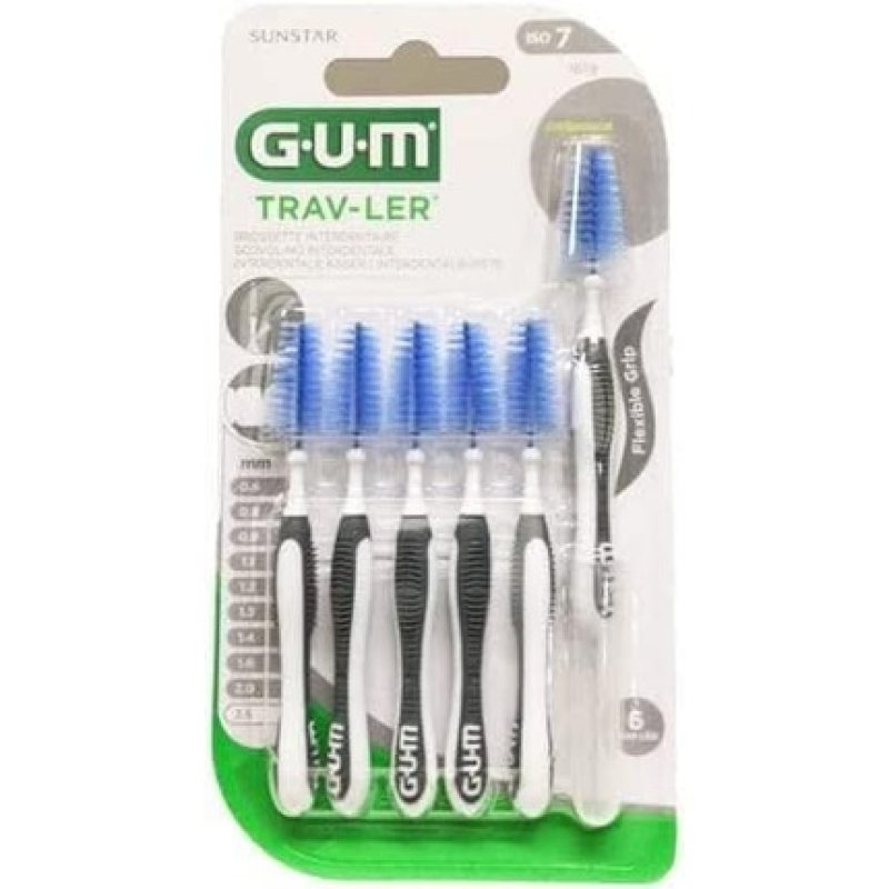 Gum Trav-Ler Interdental Brushes Iso7 2.6mm Antibacterial Protection - Pack of 6