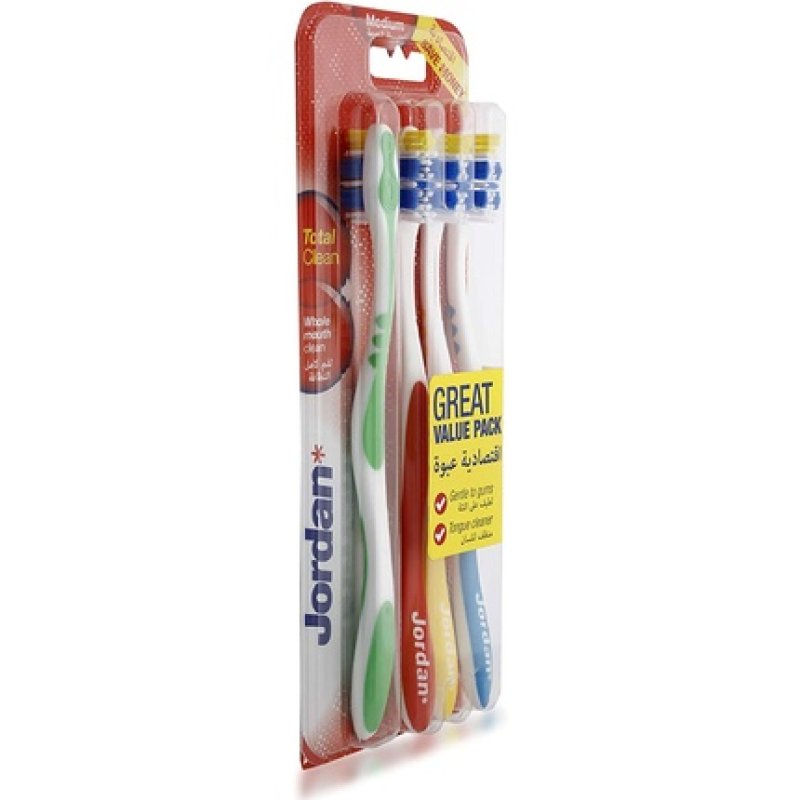 Jordan Totalclean Medium Toothbrush - Pack of 4