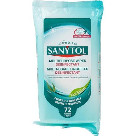 Sanytol Multipurpose Disinfectant Wipes for Surfaces No Bleach 30 Units