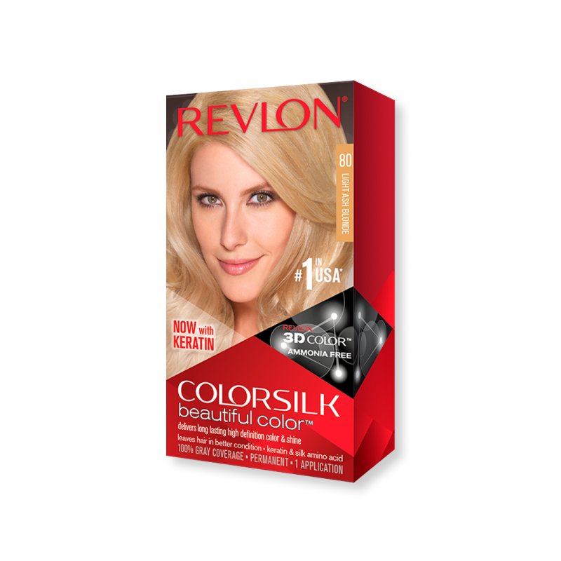 Revlon ColorSilk Permanent Hair Colour 80 Light Ash Blonde 200ml