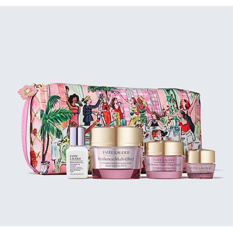 Estee Lauder Resilience Multi-Effect Set - 50ml Multi-Effect Night Cream, 15ml Perfectionist Bright Serum, 5ml Mini Size