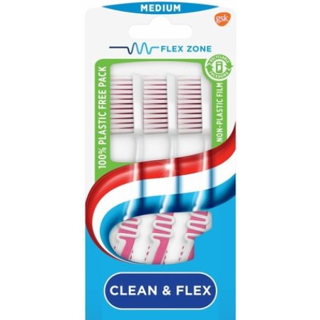 Aquafresh Toothbrush - Clean & Flex - Medium - 3 Pcs