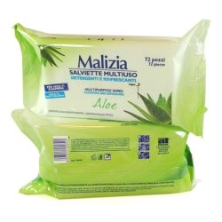 MALIZIA All-Purpose Wet Wipes with Aloe 72 Count