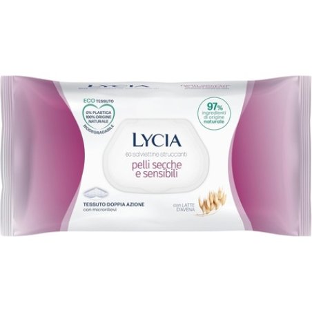 Lycia Makeup Cleansing Wipes for Dry and Sensitive Skin with Oat Milk 60 Wipes