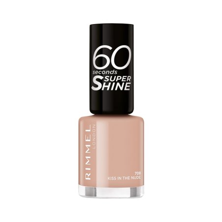 Rimmel 60 Seconds Super Shine Colour Block Nail Polish Ultra Shine and Long Lasting Quick Drying Kiss in the Nude 8ml