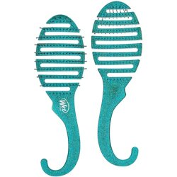 Wet Brush Shower Detangler Brush Green Glitter for Unisex 1 Piece Teal Glitter