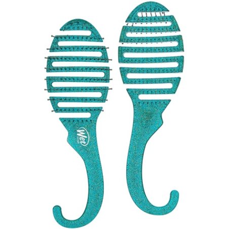 Wet Brush Shower Detangler Brush Green Glitter for Unisex 1 Piece Teal Glitter