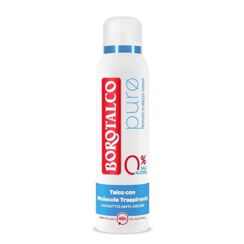 Borotalco Deodorant Spray Pure Sea Breeze with Talc and Breathable Molecules Alcohol and Aluminum-Free Dry and