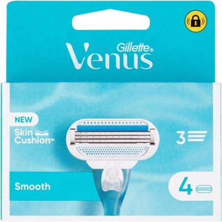 Gillette Venus Women's Smooth Razor Blades For 3 Blade Razor - Pack of 4