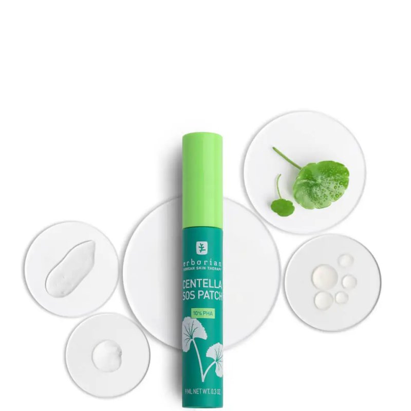 Erborian Centella Acne Care Soothing Moisturizing Fluid 1% Bakuchiol Patch Pimple Effect 10% PHA Acne & Blemish