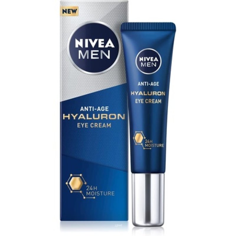 NIVEA MEN Hyaluron Eye Cream 15ml Powerful Anti-Ageing Moisturising Cream for Wrinkles and Fine Lines