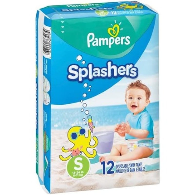 Pampers Splashers Disposable Swim Pants Size 3-4 13-24 lbs 12 Count