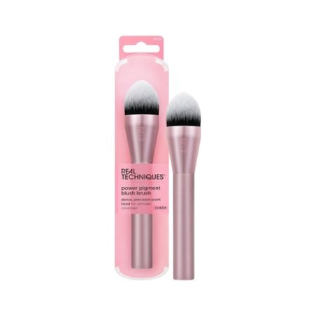 Real Techniques Power Pigment Blush Makeup Brush Cheek Brush For Liquid & Cream Blush Dense Synthetic Bristles Unique