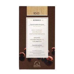 KORRES Argan Oil Colorant Ammonia-Free Hair Color Platinum Blonde 10.0 100% Gray Coverage and Vegan