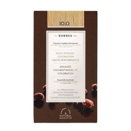 KORRES Argan Oil Colorant Ammonia-Free Hair Color Platinum Blonde 10.0 100% Gray Coverage and Vegan