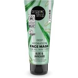 Organic Shop Deep Hydration Face Mask for All Skin Types with Avocado and Aloe 75ml