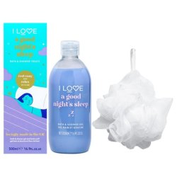 I Love Good Nights Sleep Bathtime Treats Bath and Shower Gel Body Wash and Body Exfoliator Scrub Calming Lavender Scent