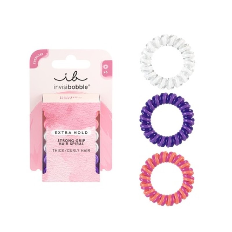 invisibobble Original Hair Tie EXTRA CARE Twirl Boss Spiral Hair Tie Set Purple & Red Gentle on Hair Against Breakage
