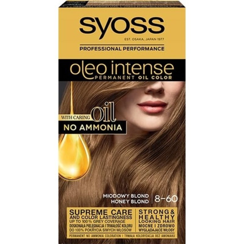 Syoss Oleo Intense Hair Dye Permanently Coloring From Oils 8-60 Honey Blond 115ml