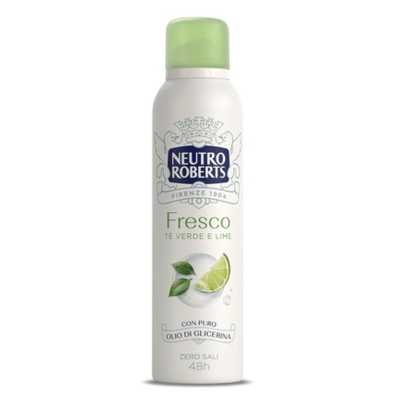 Neutro Roberts Deodorant Spray Fresh Green Green Tea and Lime Aluminum-Free Stain-Free with Pure Glycerin Oil Deodorant