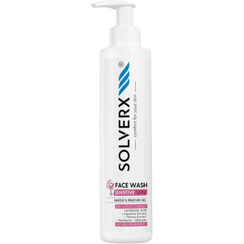 SOLVERX Sensitive Skin Facial Cleanser with Pump 200ml