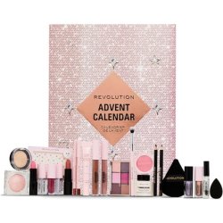 Revolution Beauty 24-Piece Holiday Beauty Advent Calendar Makeup Gift Set with Lip Gloss Nourishing Lip Masks Brushes