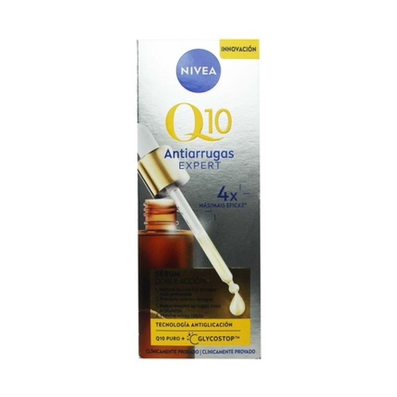 Nivea Q10 Anti-Wrinkle Serum Expert Double Action 30ml Face Serum with Anti-Aging Technology Sugar Damage Blocker