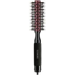 T4B LUSSONI Round Wood Styling Hair Brush for Styling Short Hair and Ponytail Made of Boar Bristles and Nylon Pins with