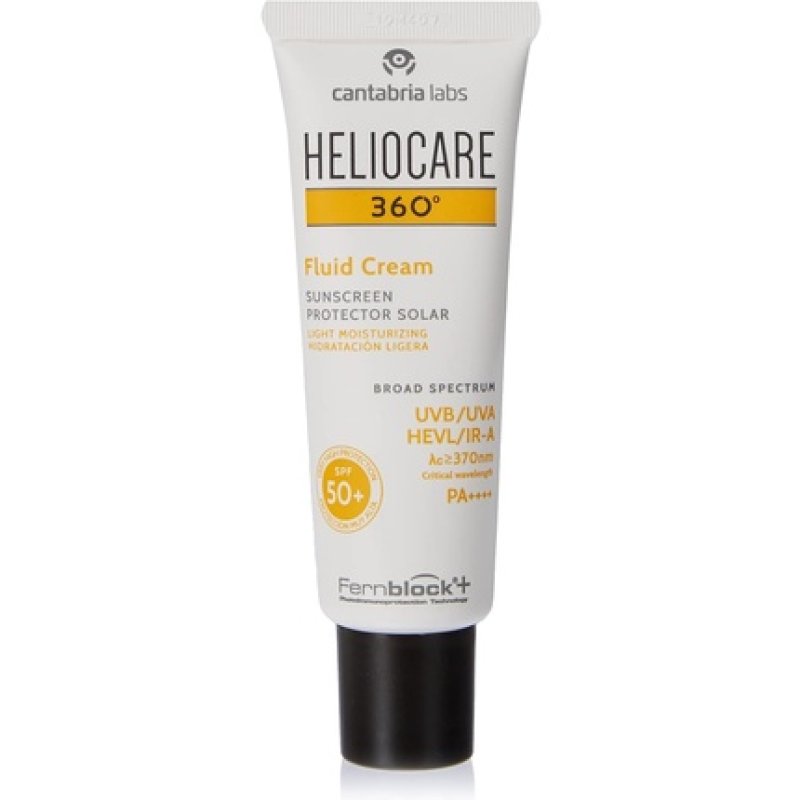 Heliocare 360 Fluid Cream SPF50 50ml Sun Cream for Face Daily UVA UVB Visible Light and Infrared-A Anti-Ageing
