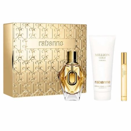 Paco Rabanne Million Gold For Her Eau De Parfum Spray 90ml Set 3 Pieces