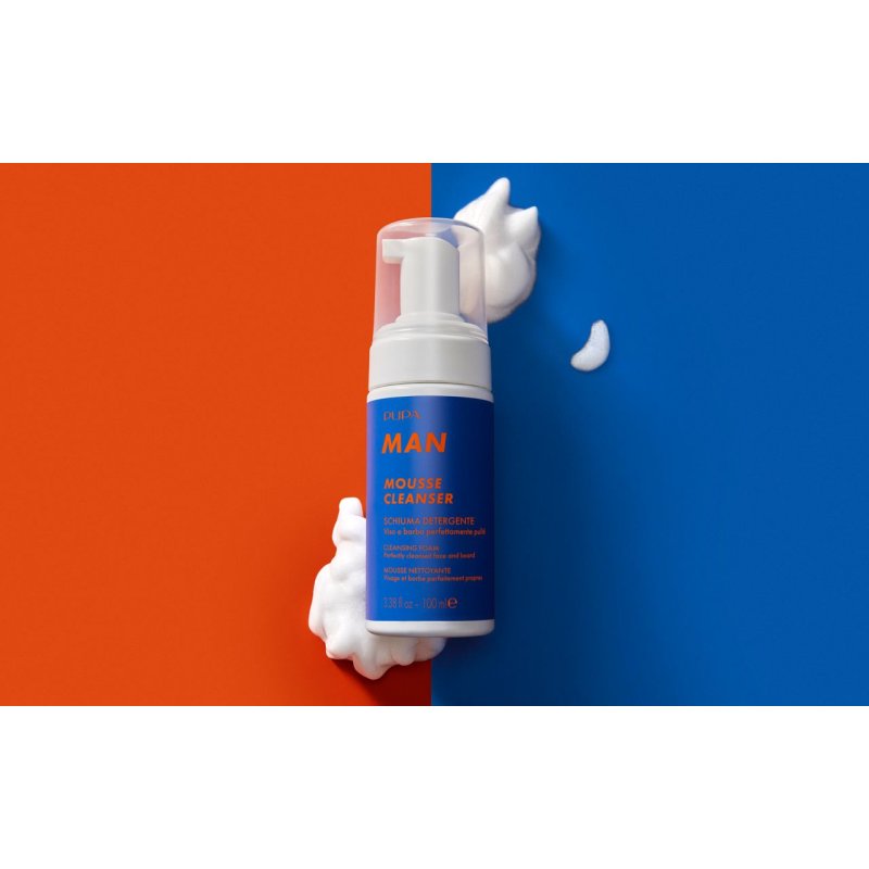 Pupa Man Mousse Cleanser 100ml Face and Beard Cleansing Foam 98% Natural Ingredients