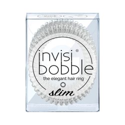 Invisibobble Slim Hair Ties Suitable for All Hair Types - Pack of 3 Crystal Clear