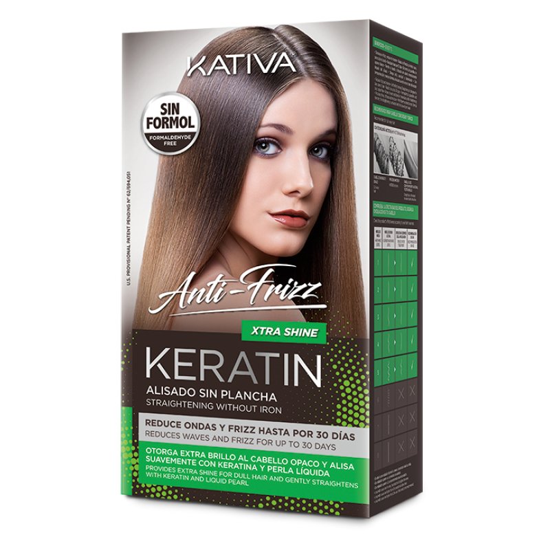 Kativa Keratin Straightening Set Anti-Frizz Xtra Shine - Shampoo 30ml Conditioner 30ml Mask 150ml