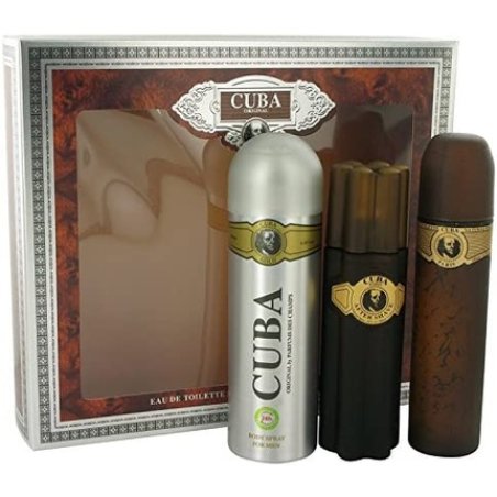 Cuba Gold by Fragluxe Gift Set - Eau De Toilette Spray After Shave Spray Body Deodorant Spray for Men