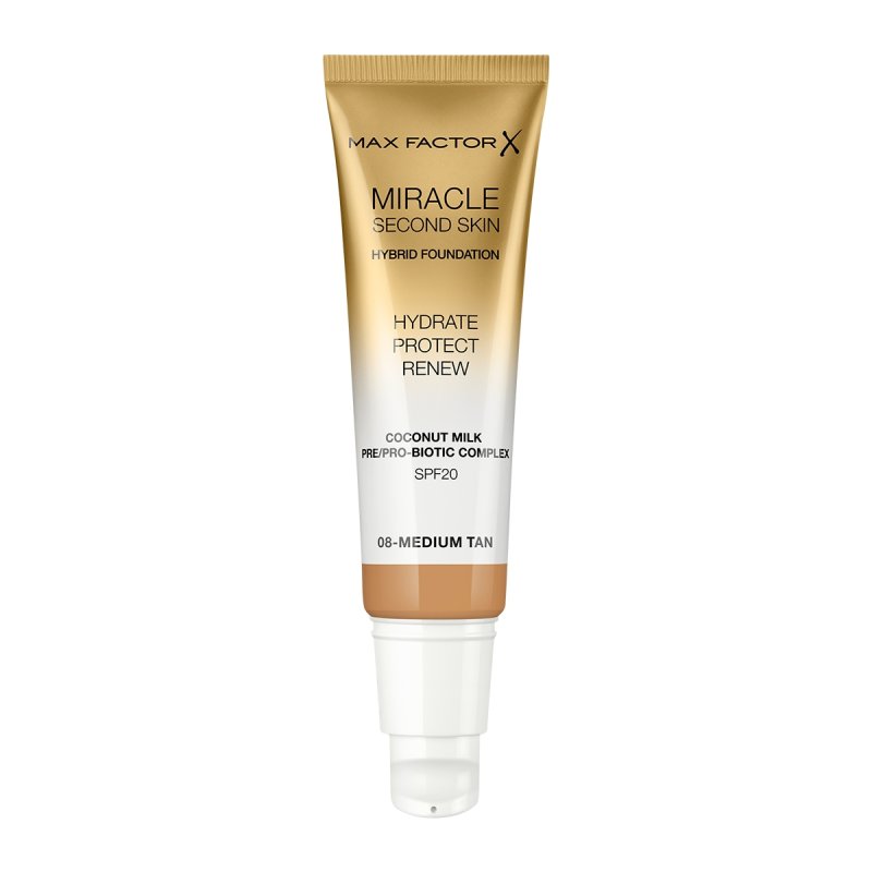 Max Factor Miracle Second Skin Hydrating Foundation Medium Tan 30ml