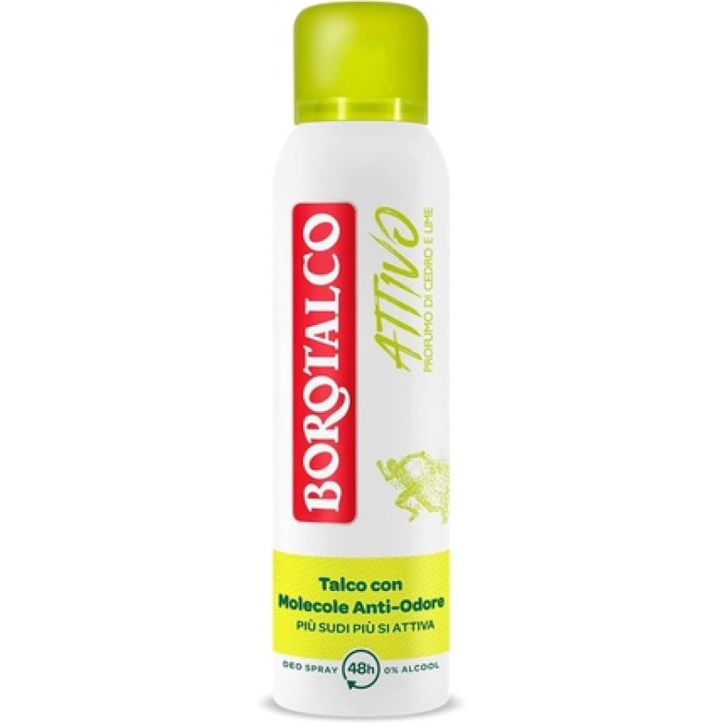 Borotalco Yellow Active Spray Deodorant Formula without Alcohol and Talc with Anti-Odor Molecules 48 Hours